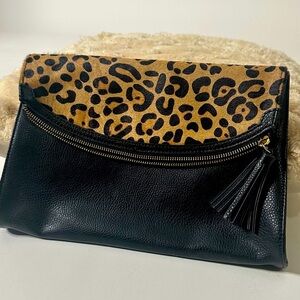 Express leopard print clutch bag